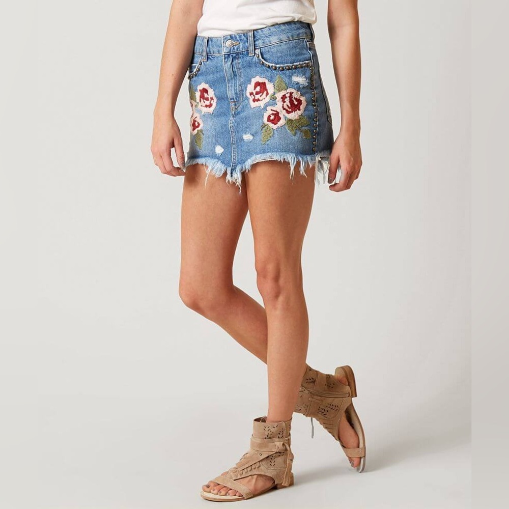 Free People Wild Rose Denim Skirt 28